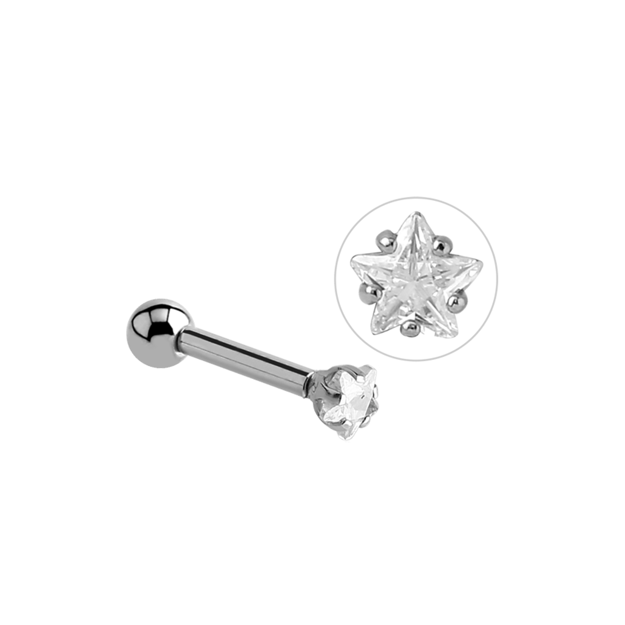 Tragus-Piercing, Edelstahl, Stern der Galaxis, Kristall