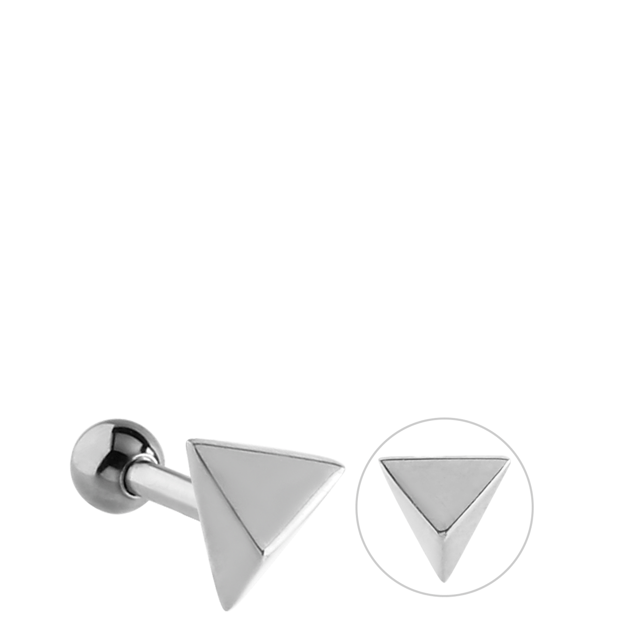 Stalen traguspiercing pyramide