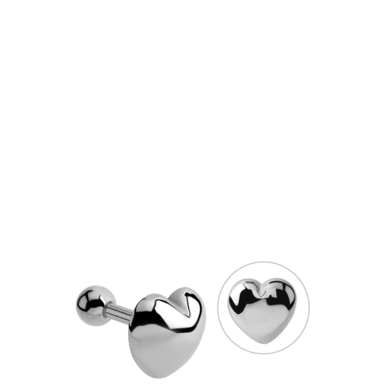 Tragus-Piercing aus Edelstahl, Herz