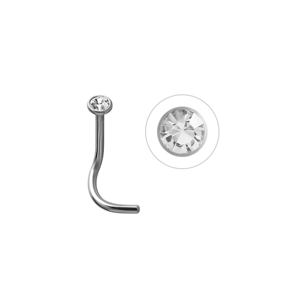 Stainless steel neuspiercing met kristal