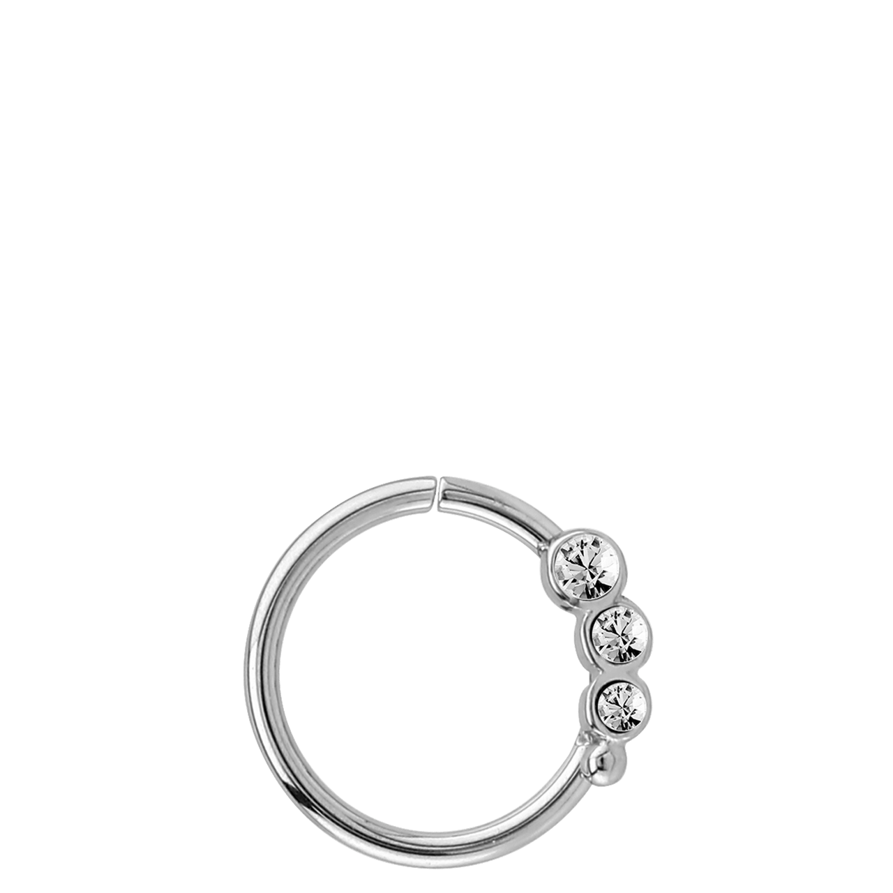 Stainless steel neuspiercingring met kristal