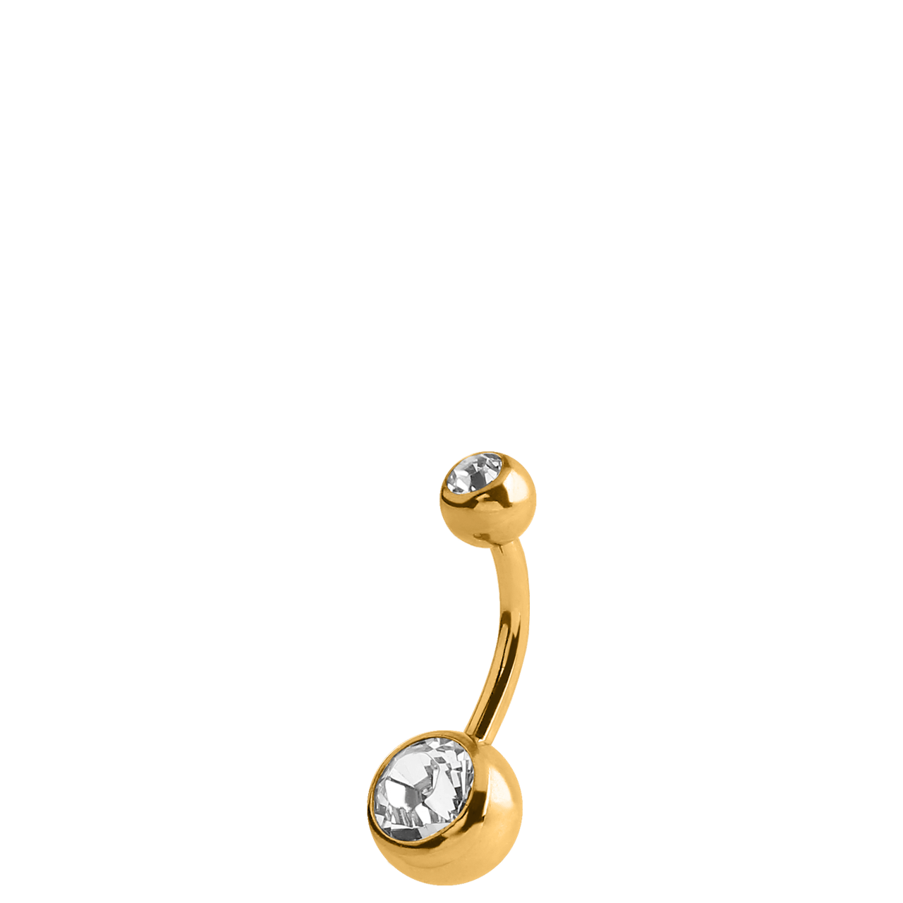 Stainless steel navelpiercing goldplated met kristal