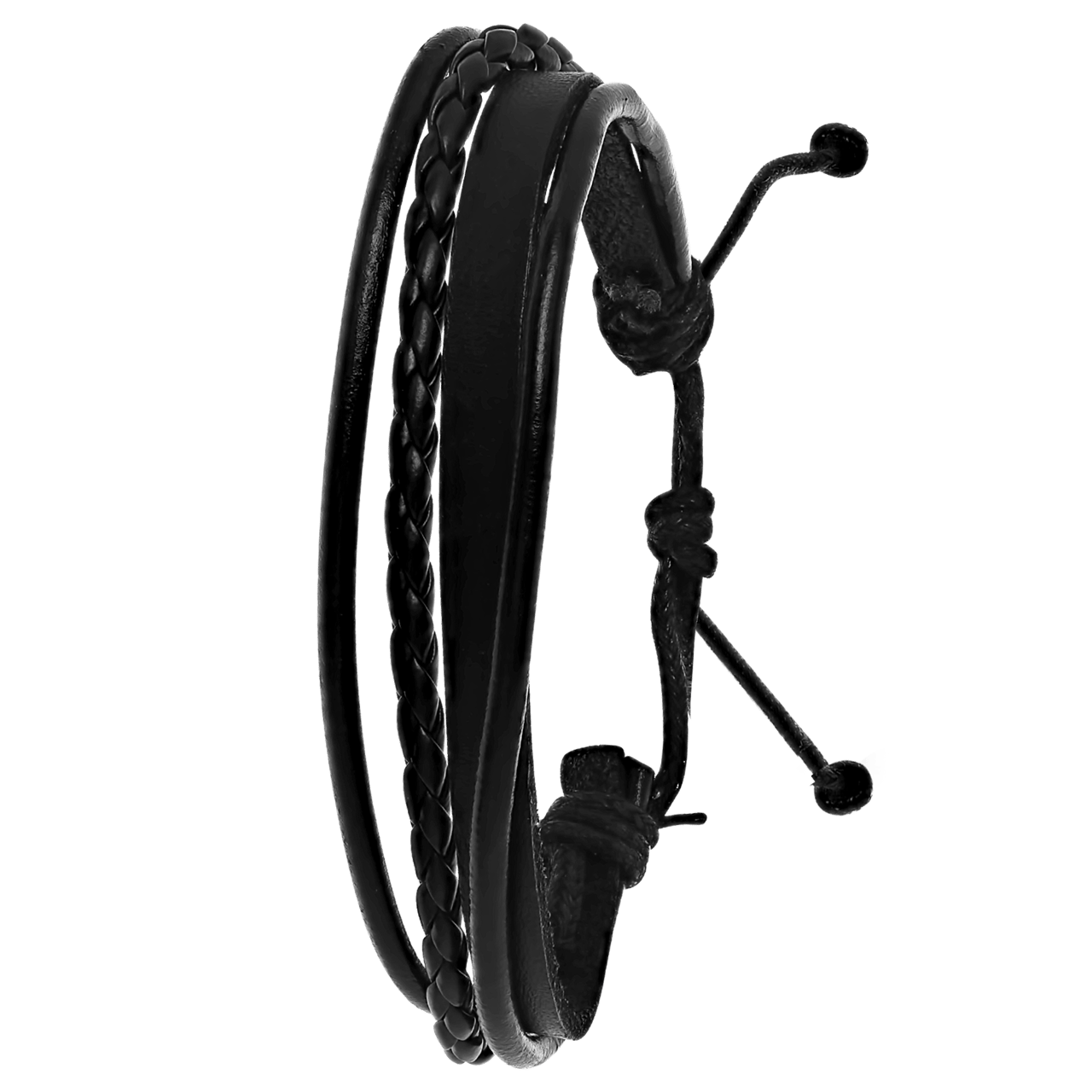 Byoux leren heren armband zwart
