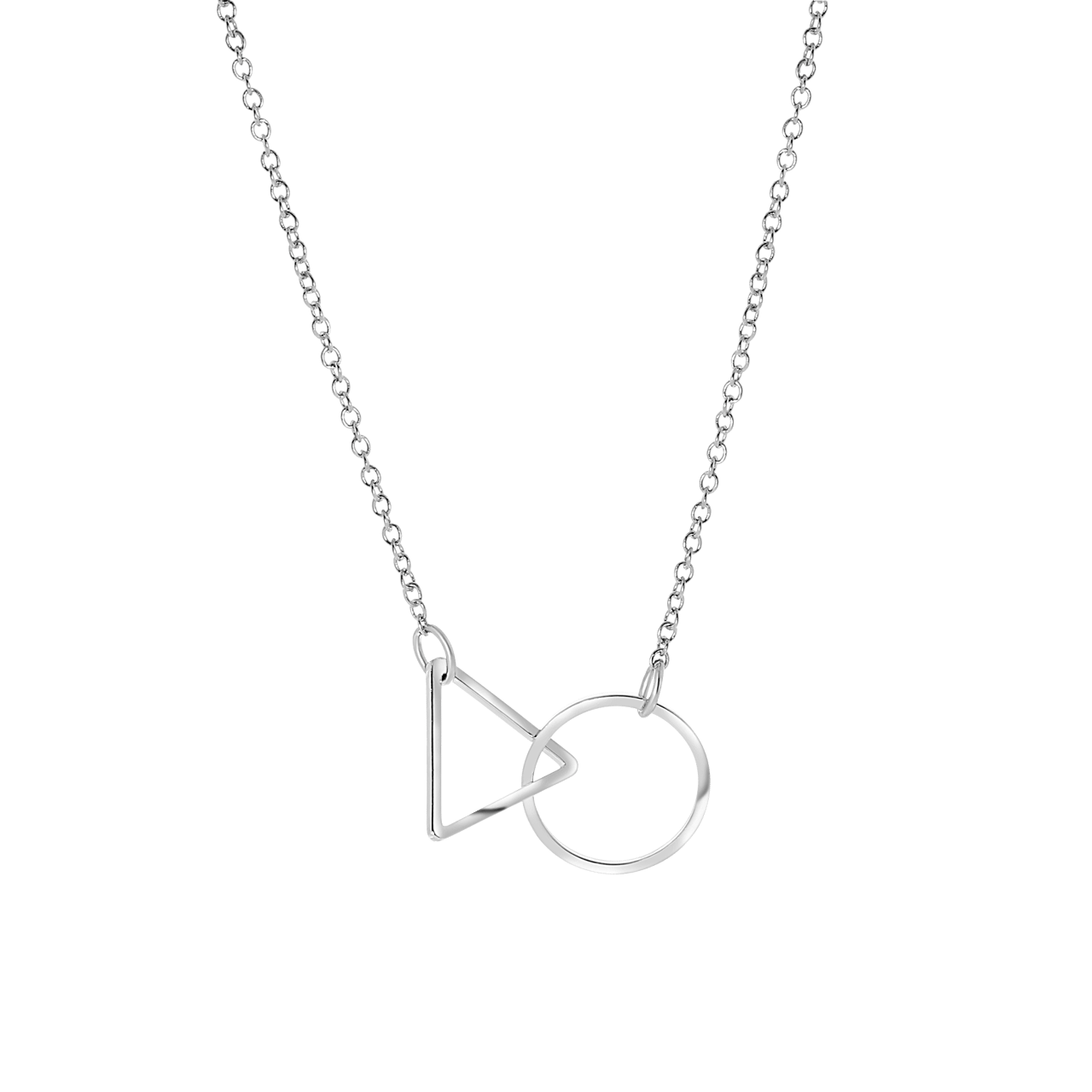 Zilverkleurige byoux ketting cirkel/driehoek
