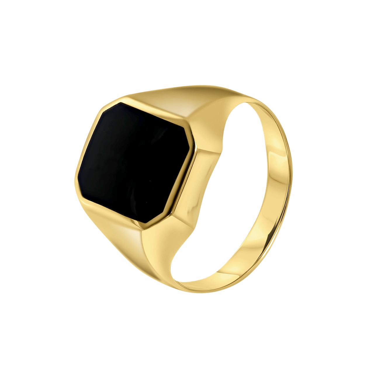 Onyx-Ring, sechseckig, 585 Gelbgold