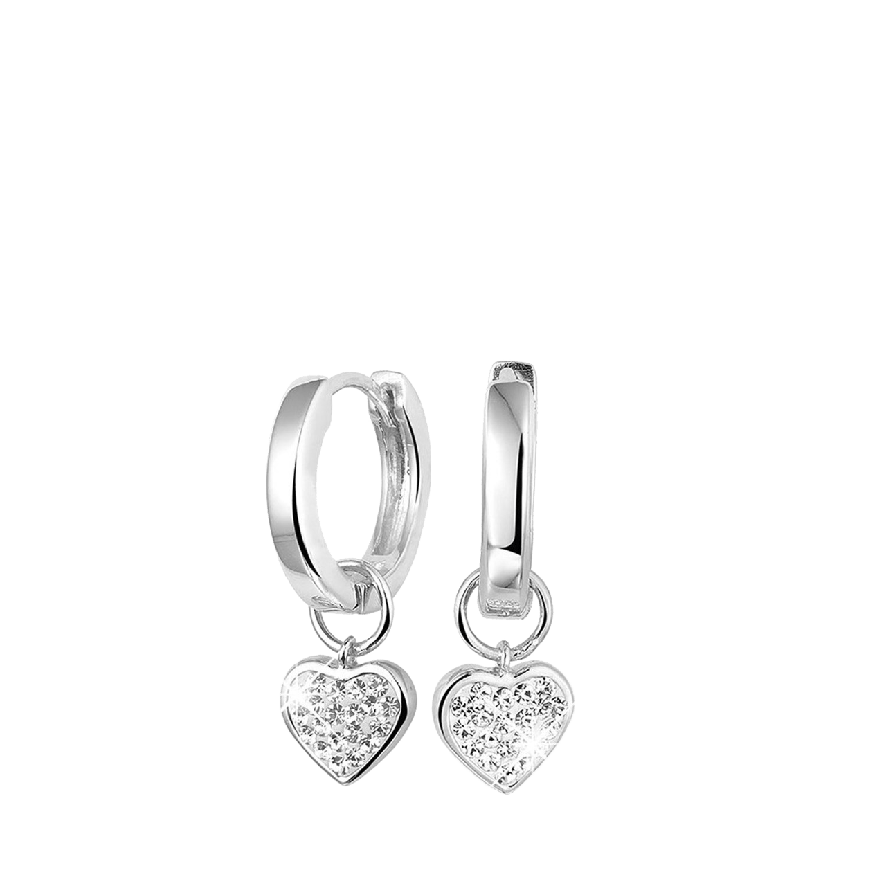 Zilveren oorringen kristal hanger hart voor dames