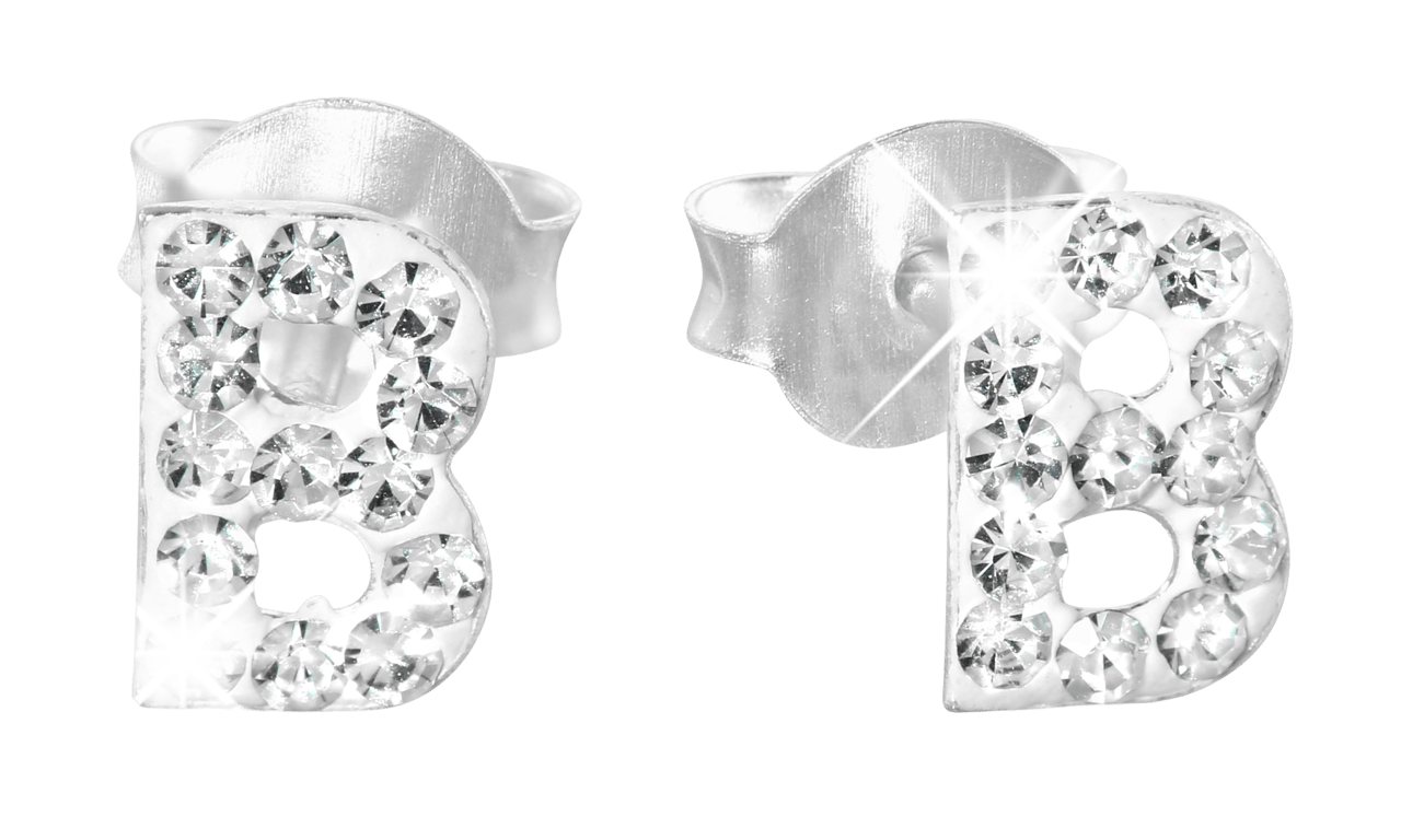 Kinderohrringe, 925 Silber, Initialen, Kristall