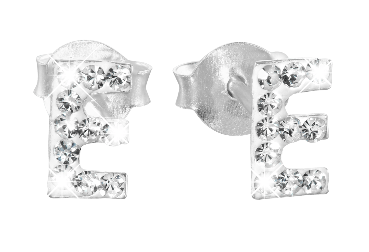 Zilveren kinderoorbellen initialen kristal