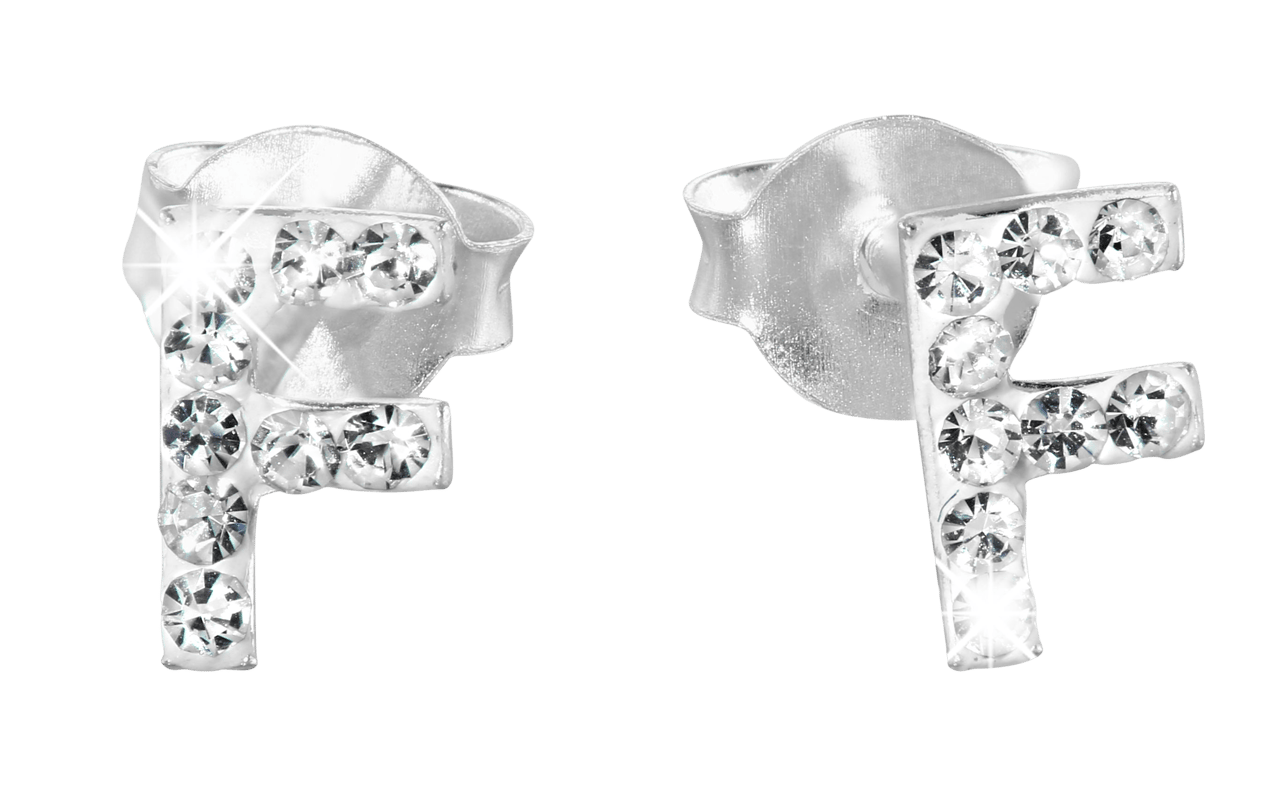 Kinderohrringe, 925 Silber, Initialen, Kristall