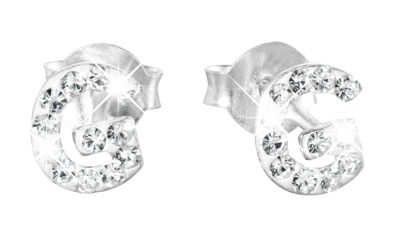 Kinderohrringe, 925 Silber, Initialen, Kristall