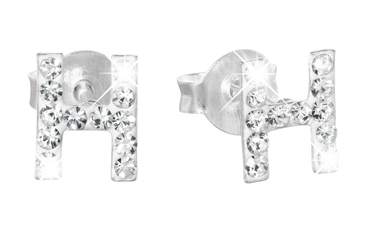 Kinderohrringe, 925 Silber, Initialen, Kristall