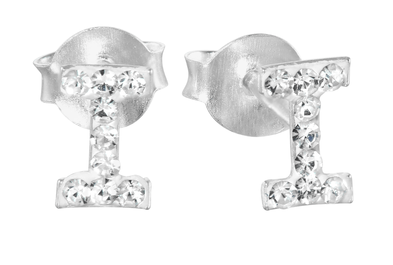Kinderohrringe, 925 Silber, Initialen, Kristall