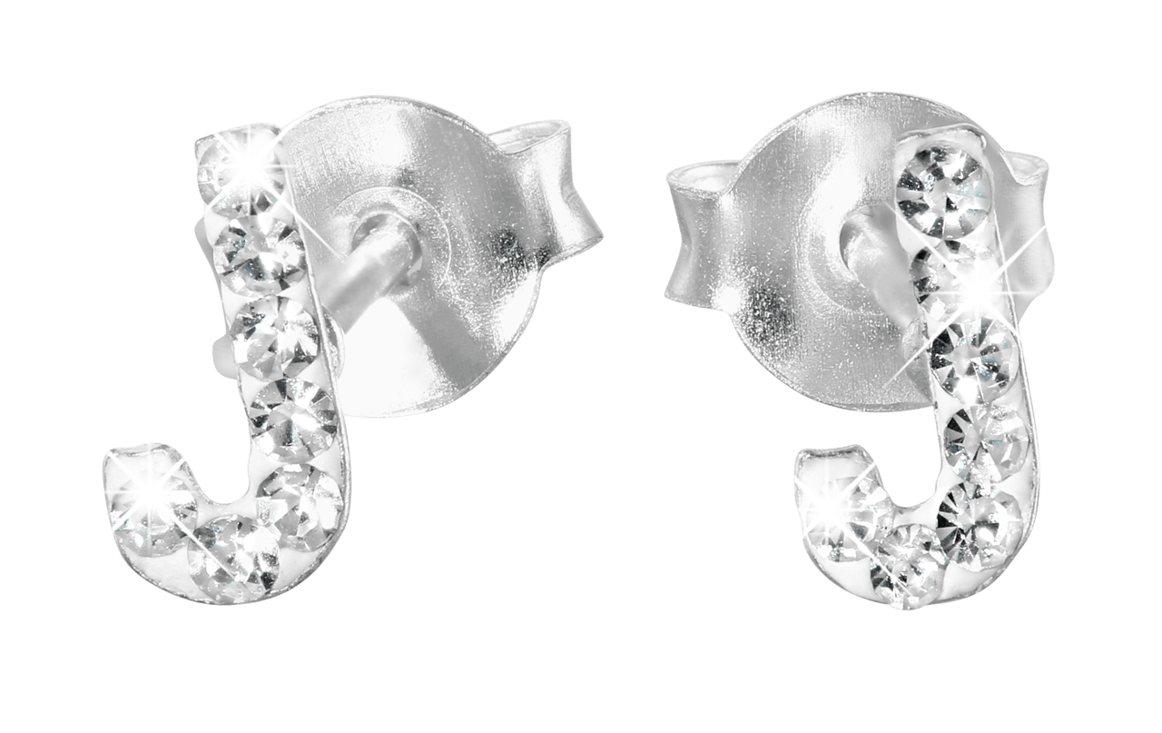 Kinderohrringe, 925 Silber, Initialen, Kristall