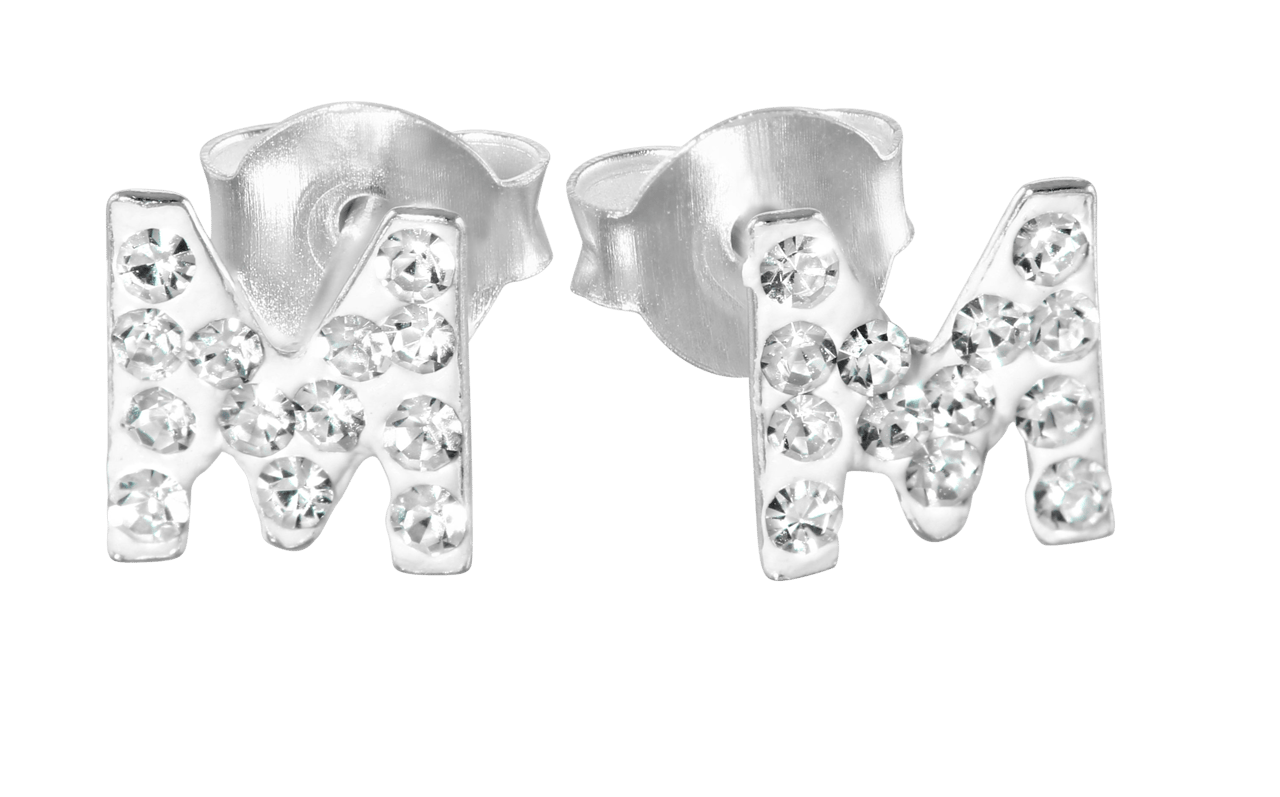 Kinderohrringe, 925 Silber, Initialen, Kristall