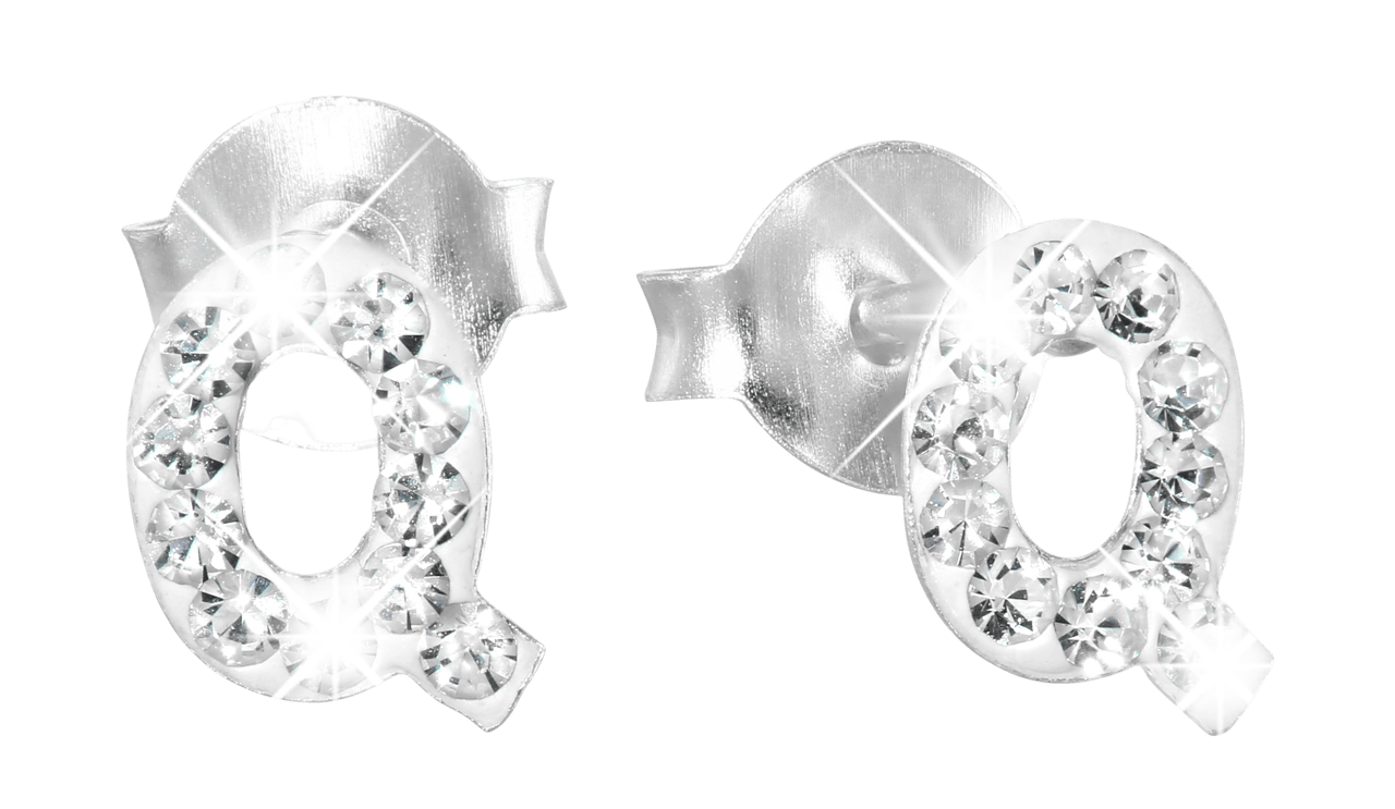 Kinderohrringe, 925 Silber, Initialen, Kristall
