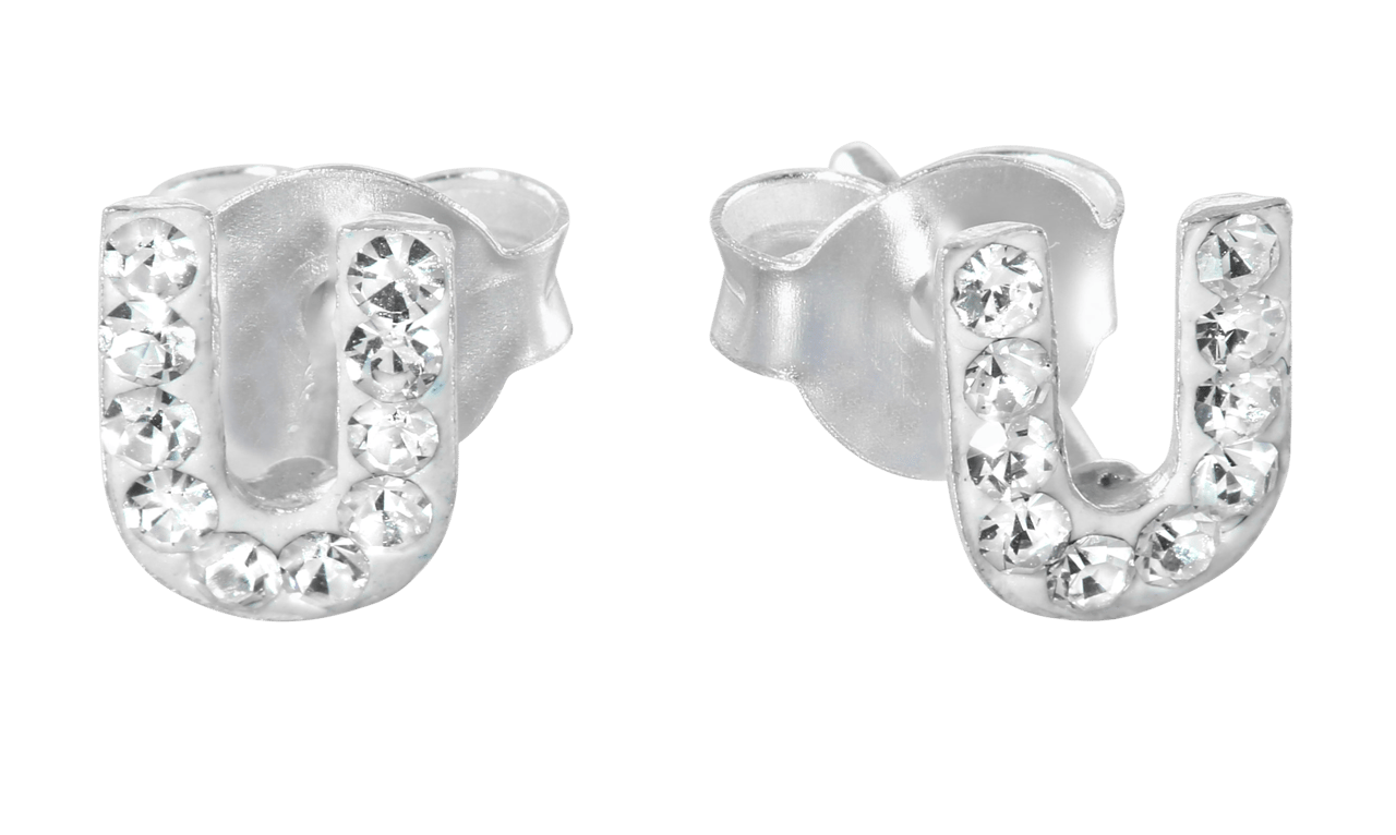 Kinderohrringe, 925 Silber, Initialen, Kristall