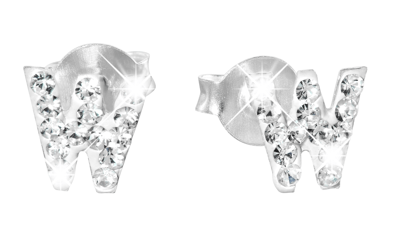Kinderohrringe, 925 Silber, Initialen, Kristall