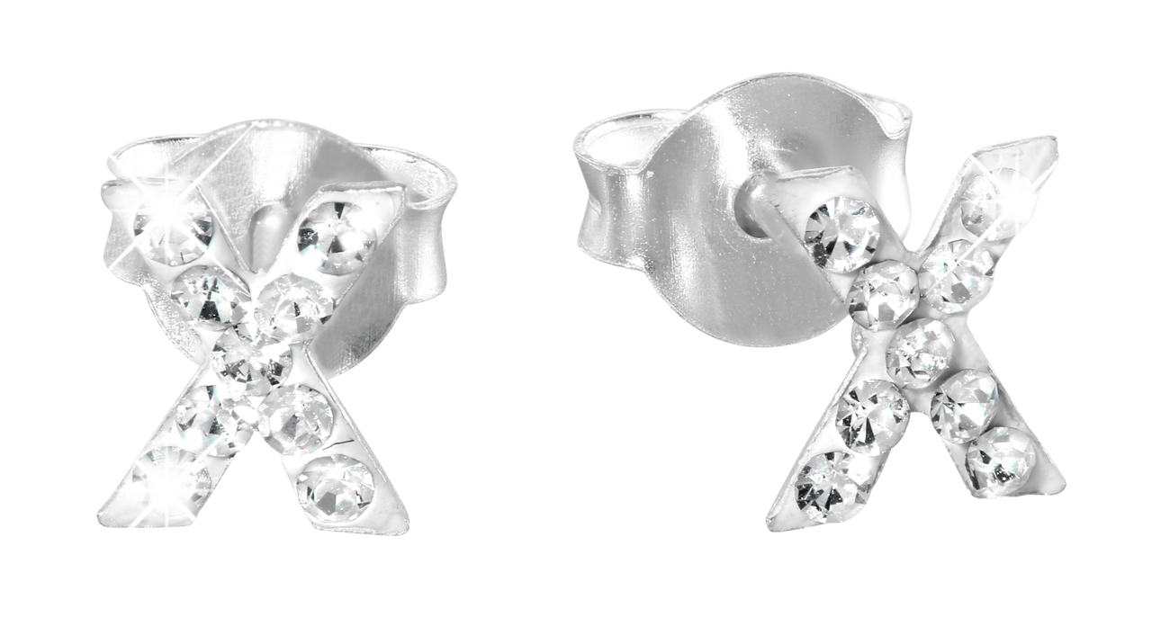 Kinderohrringe, 925 Silber, Initialen, Kristall