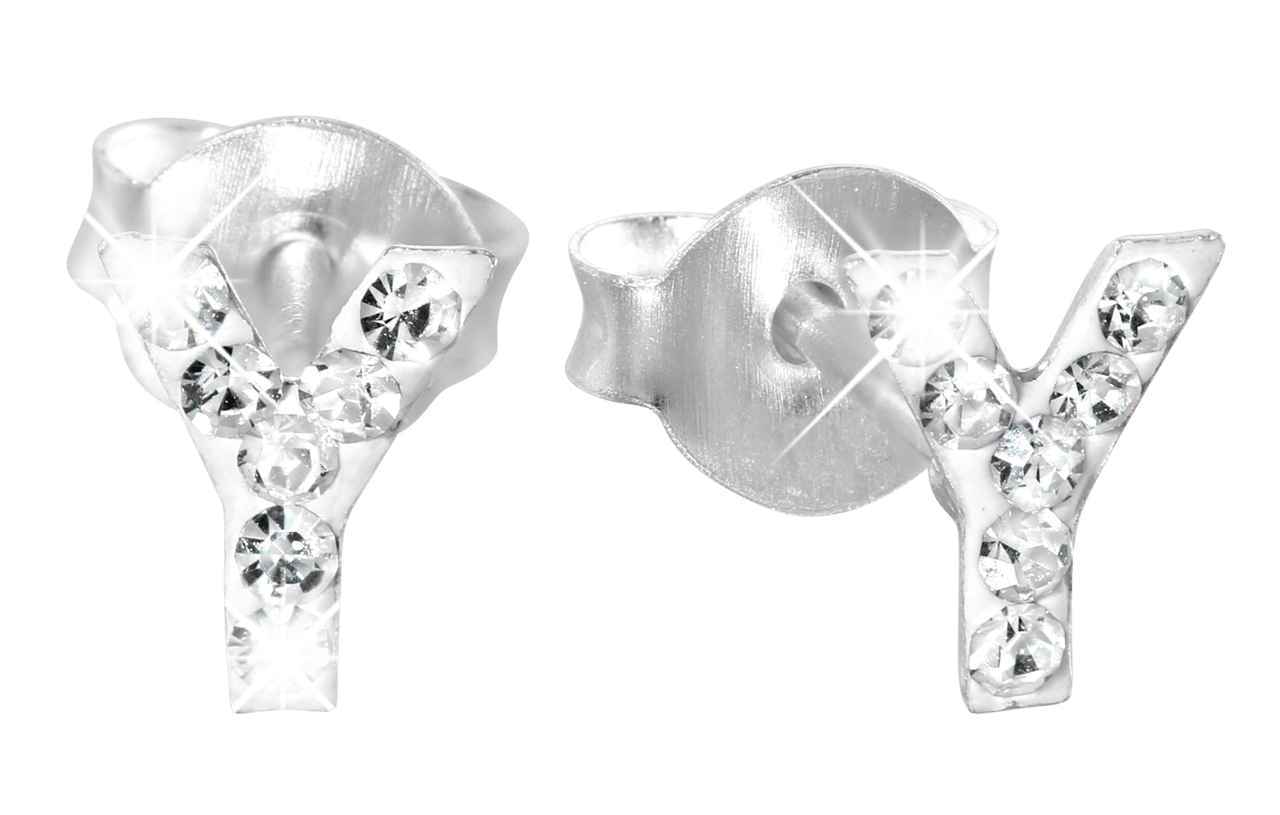 Kinderohrringe, 925 Silber, Initialen, Kristall