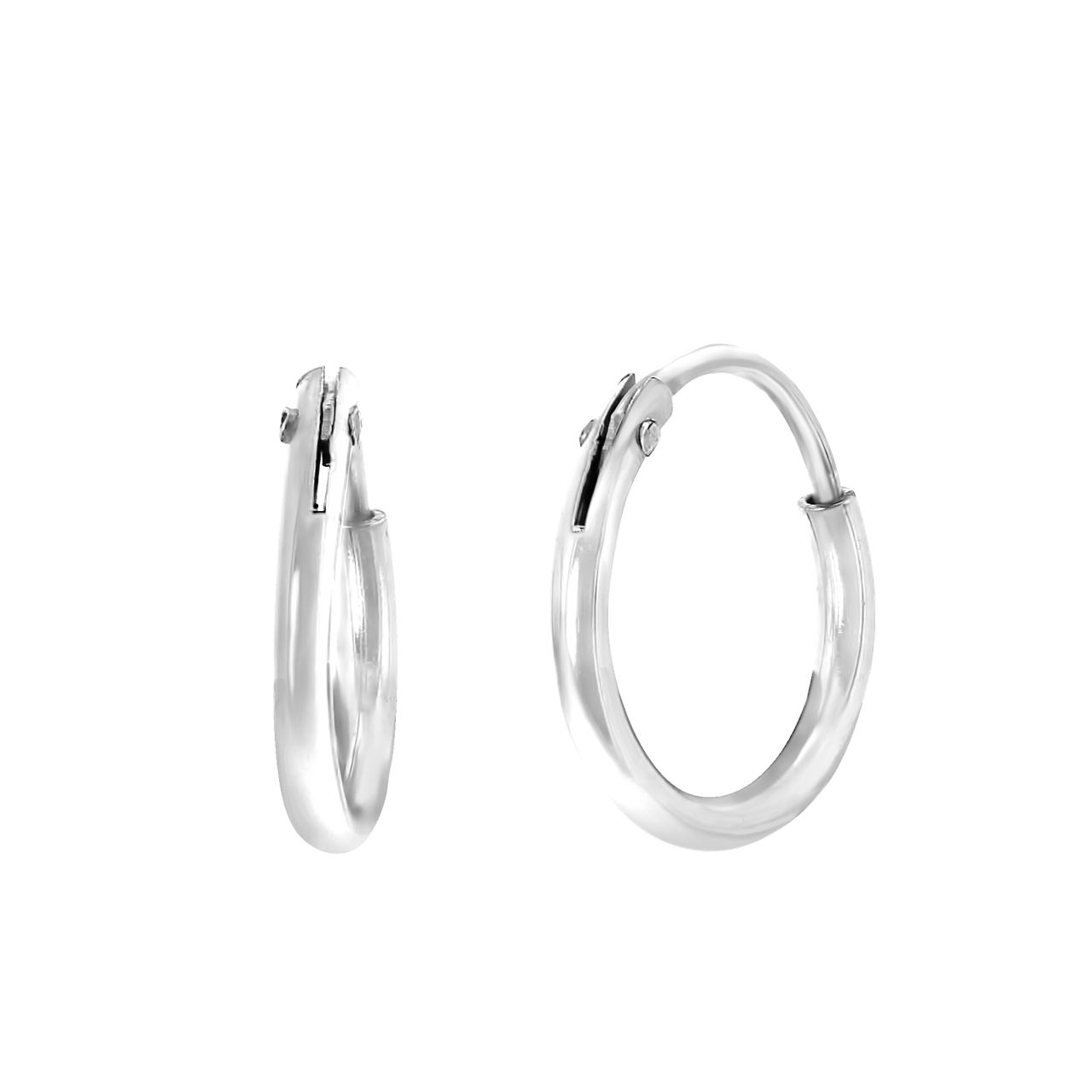 Silberne Ohrringe, Creolen, rhodiniert, 10 mm