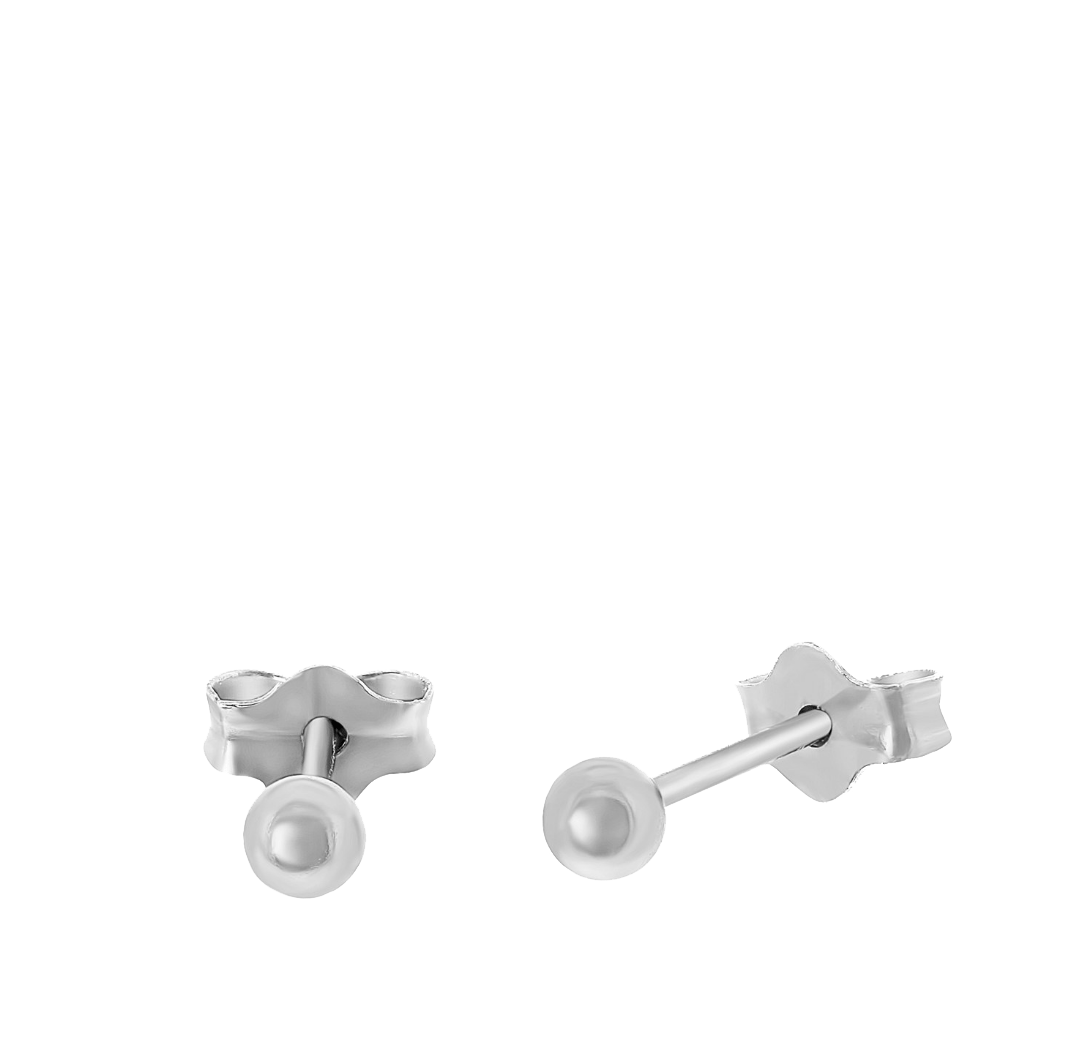 Silberne Ohrringe rhodiniert Kugel 3 mm