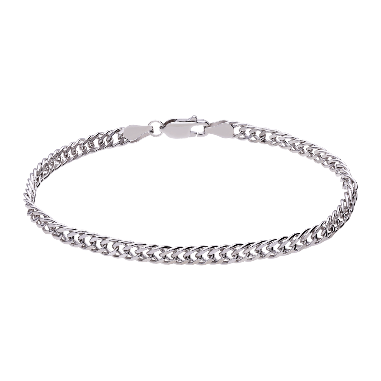 Silbernes Herrenarmband, doppeltes Gourmet-Glied