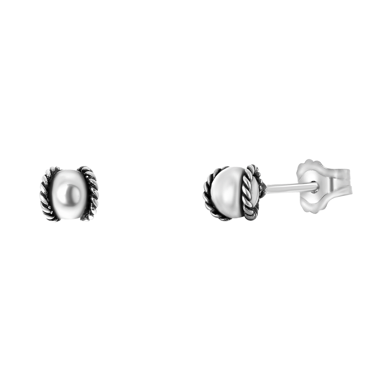 925 Silber, verarbeitete Ohrringe, Kugel, Bali