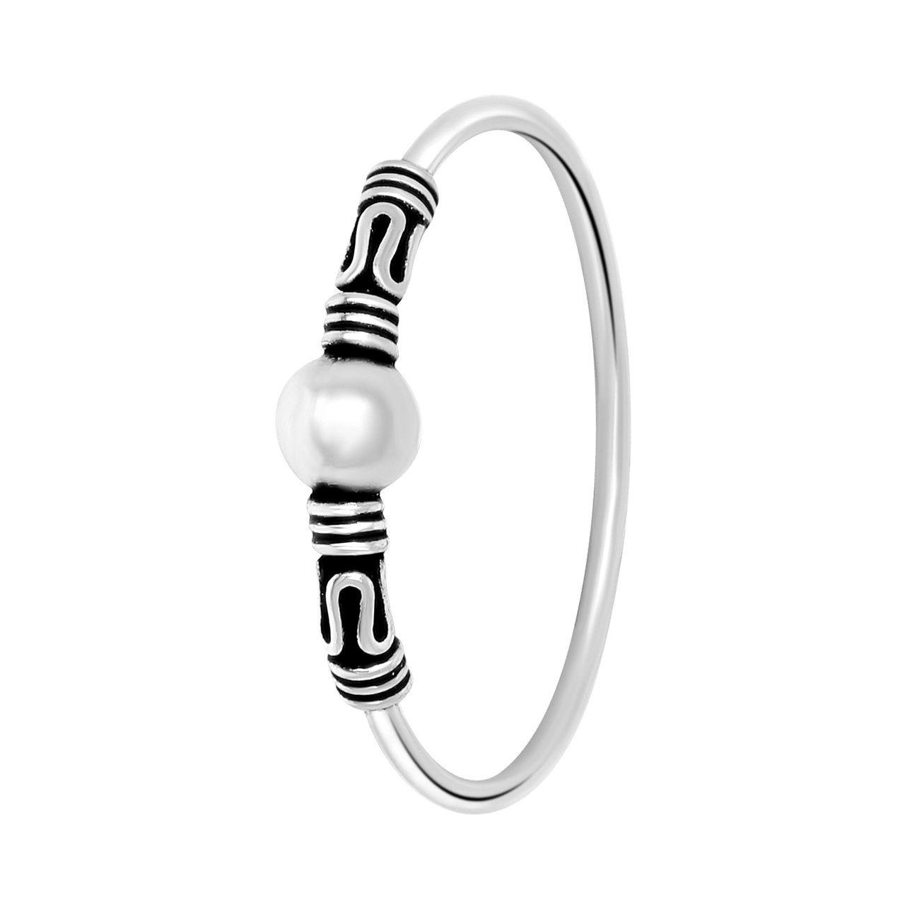 Zilveren ring bol/bewerkt Bali