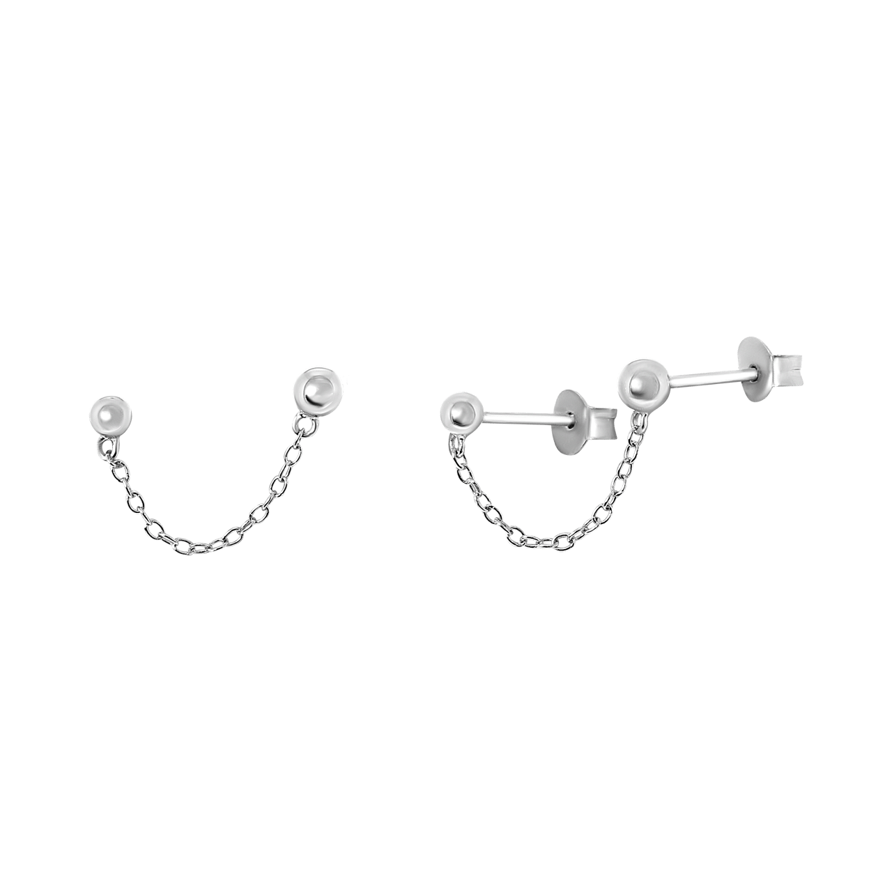 Ohrringe, 925 Silber, Kugel mit Kette