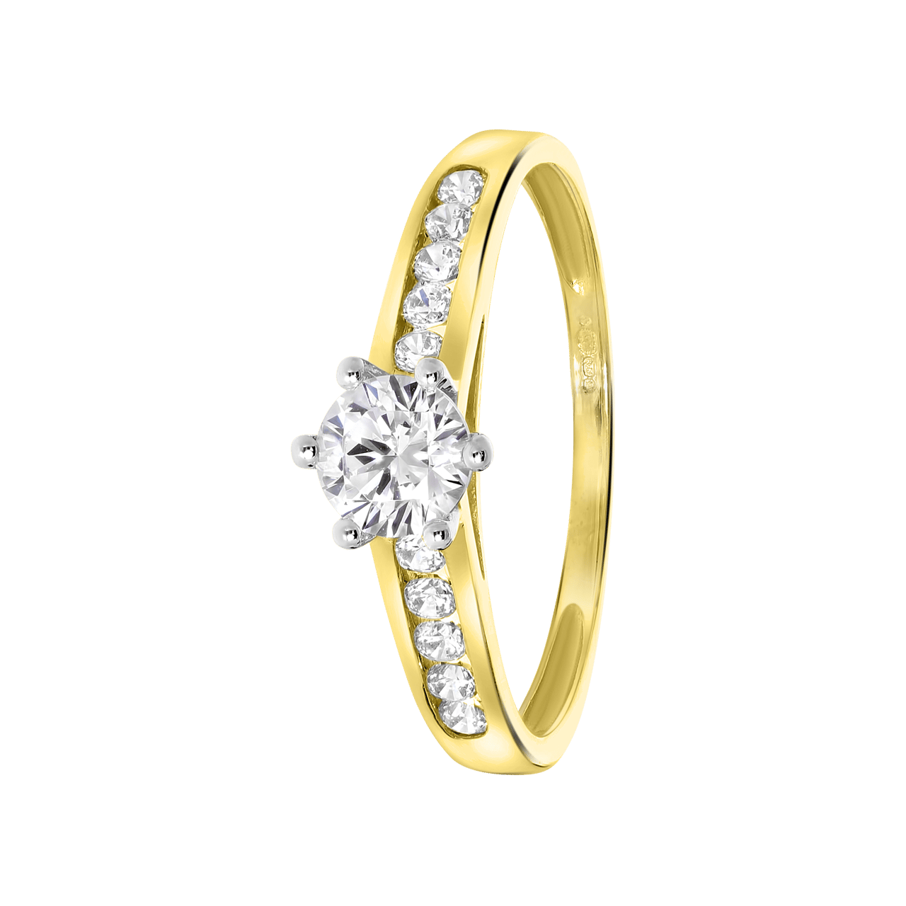 Solitär-Ring aus 375 Gold mit Zirkonia