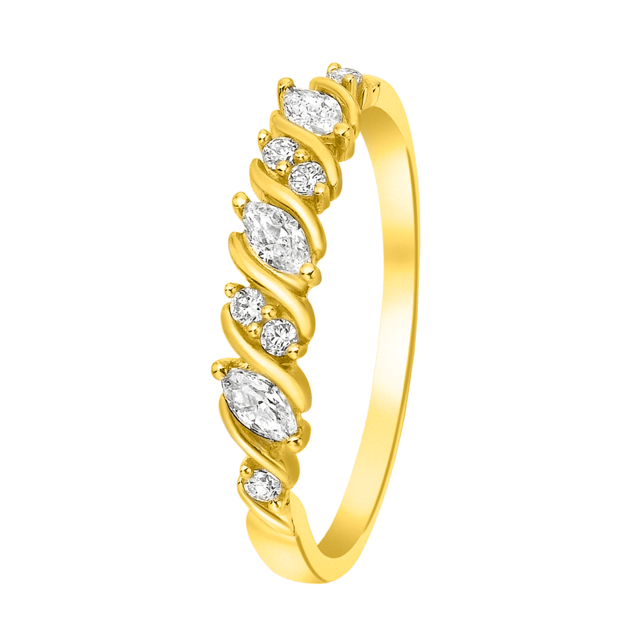 9 Karaat ring swirl met  zirkonia