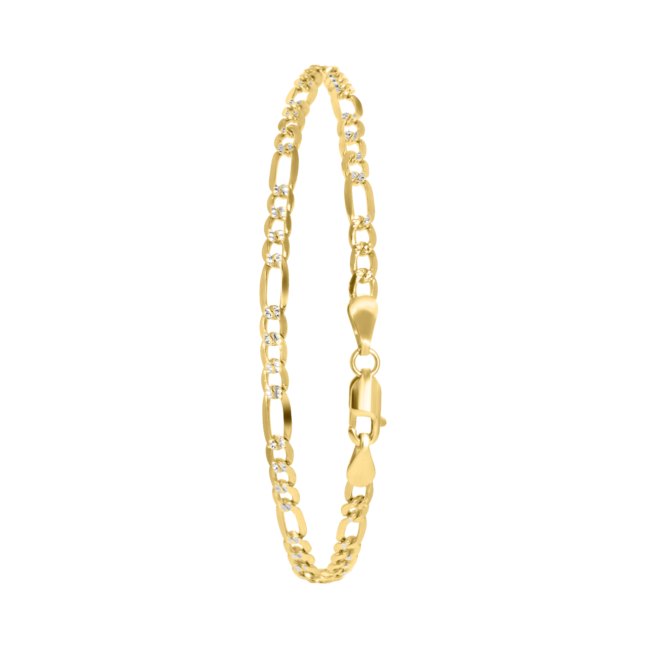 375 Gold Armband mit Figaro-Gliedern und Diamantschliff