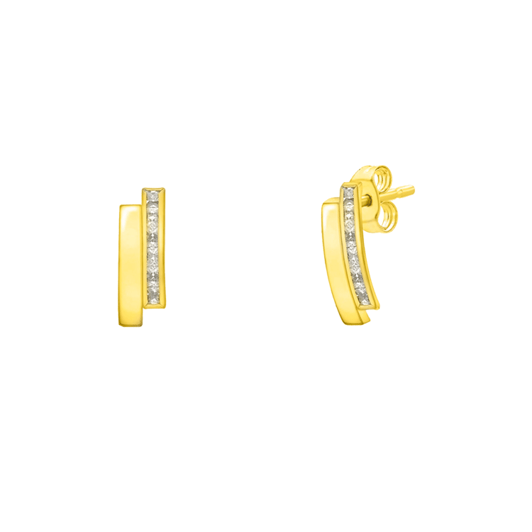 Ohrringe aus 375 Gold, doppelter Stab, Zirkonia