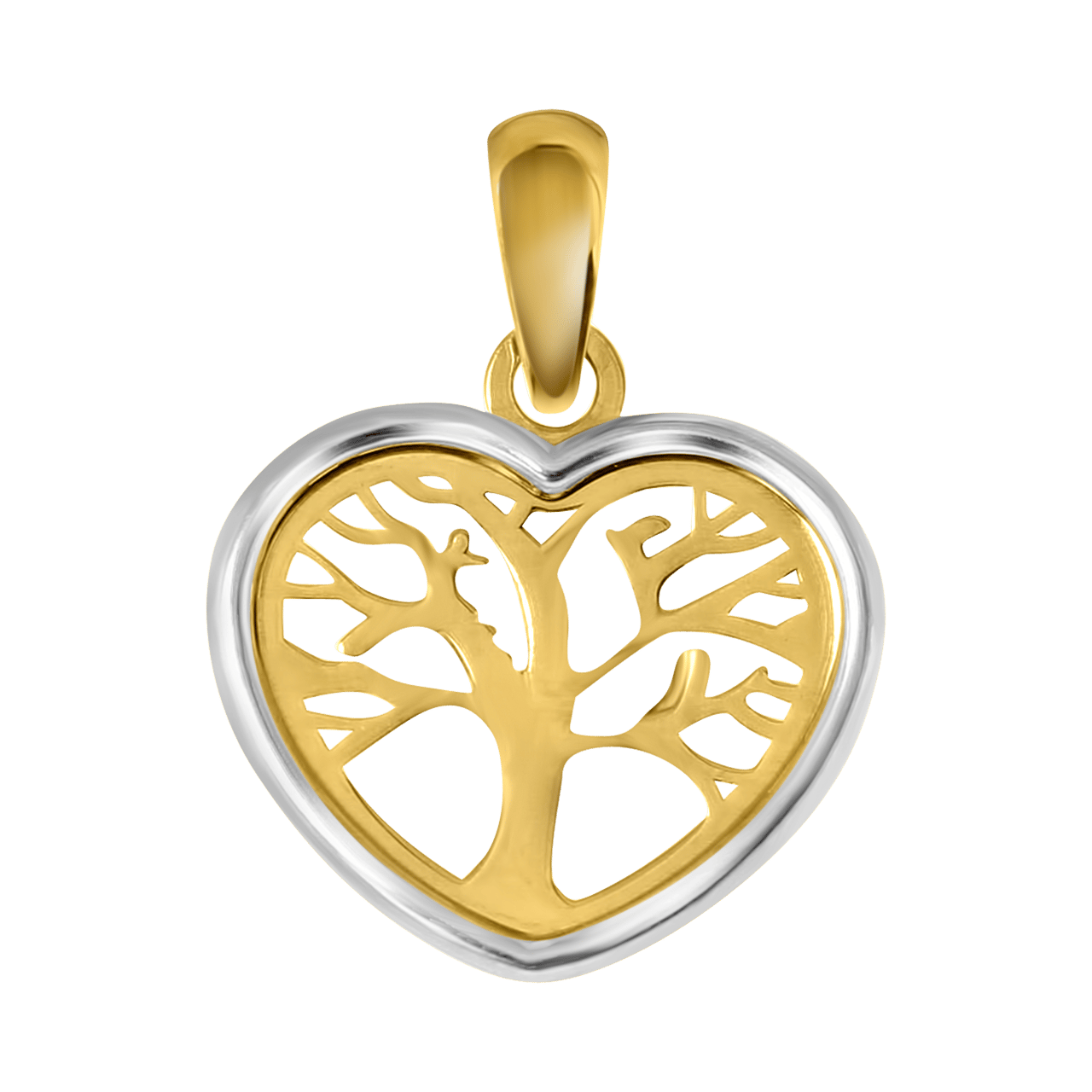 Anhänger aus 375 Gold, Herz mit Lebensbaum