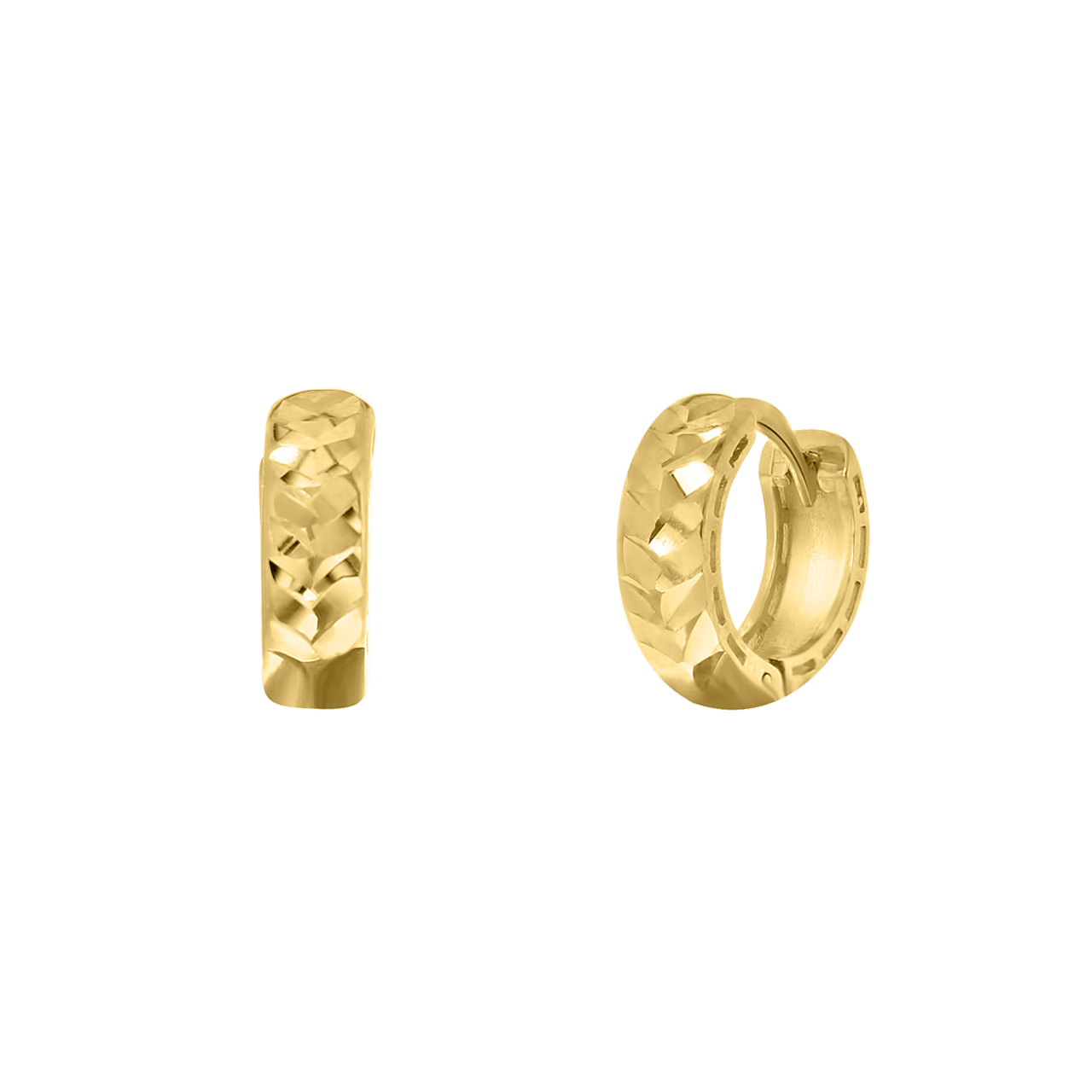 Ohrringe, 375 Gold, rund, schön bearbeitet, 12 mm