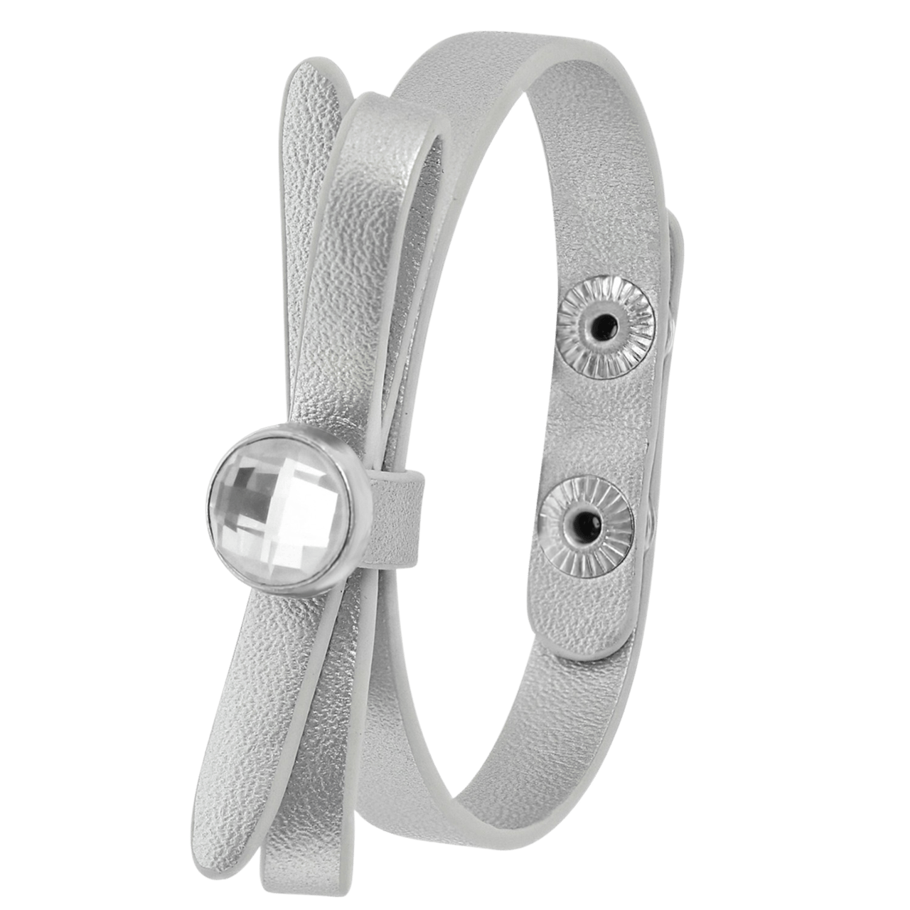 Zilverkleurig byoux armbandje strik met steentje