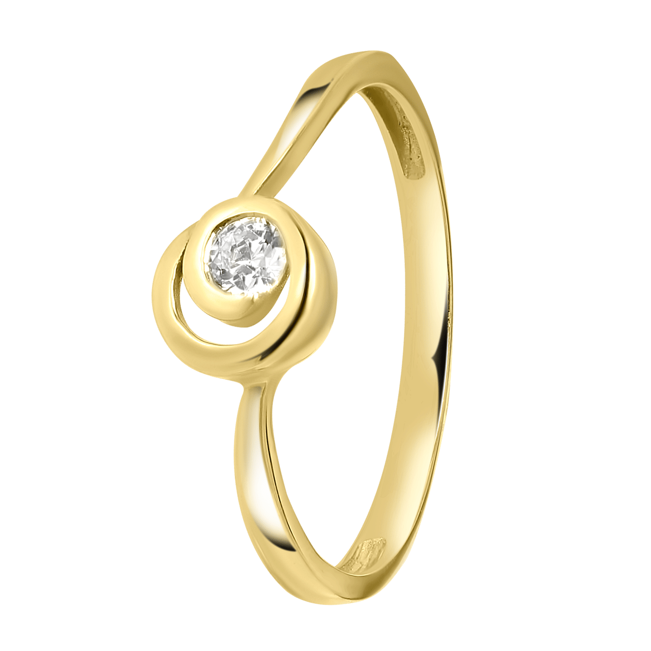 14 Karaat geelgouden ring draai met zirkonia