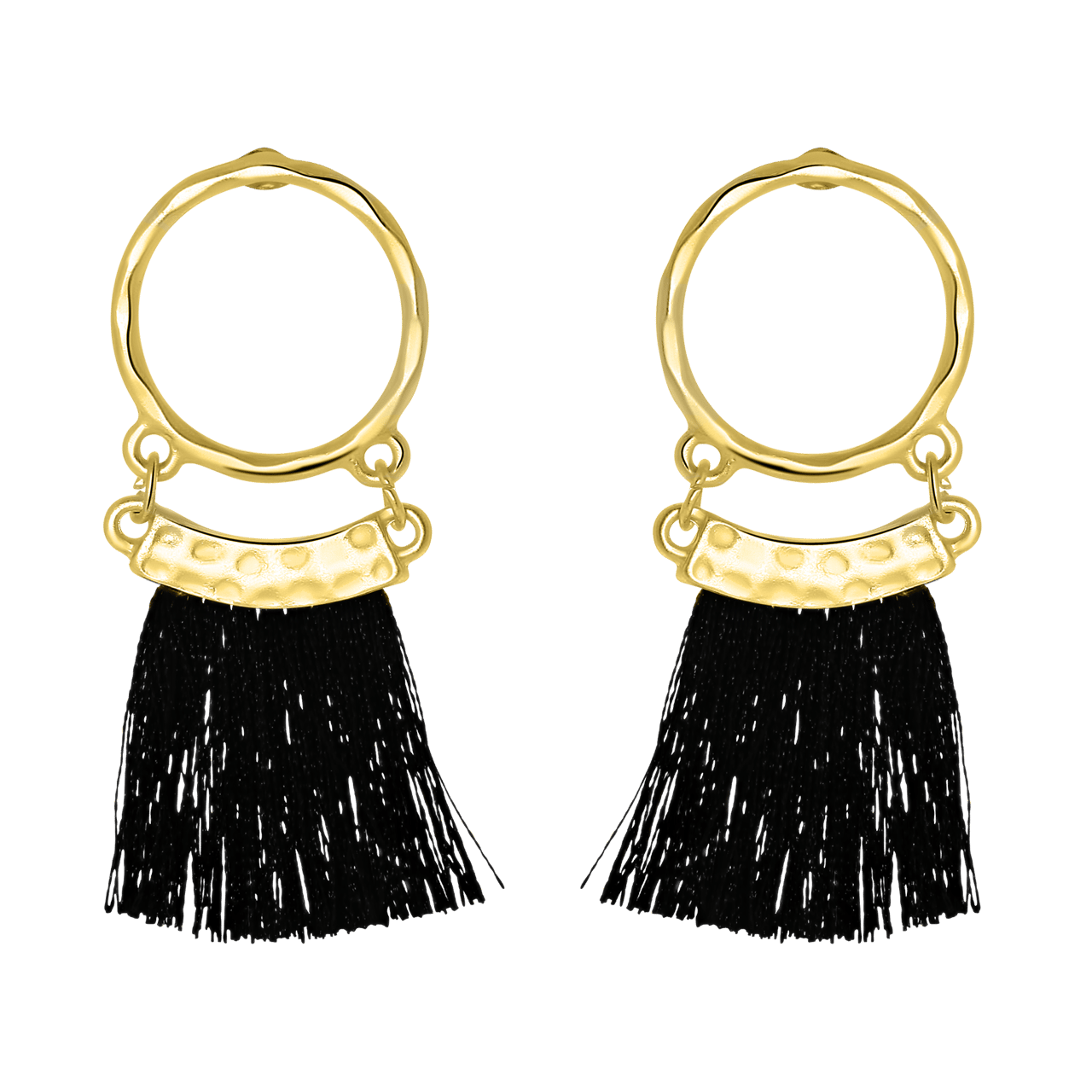 Goudkleurige byoux oorbellen kwast zwart