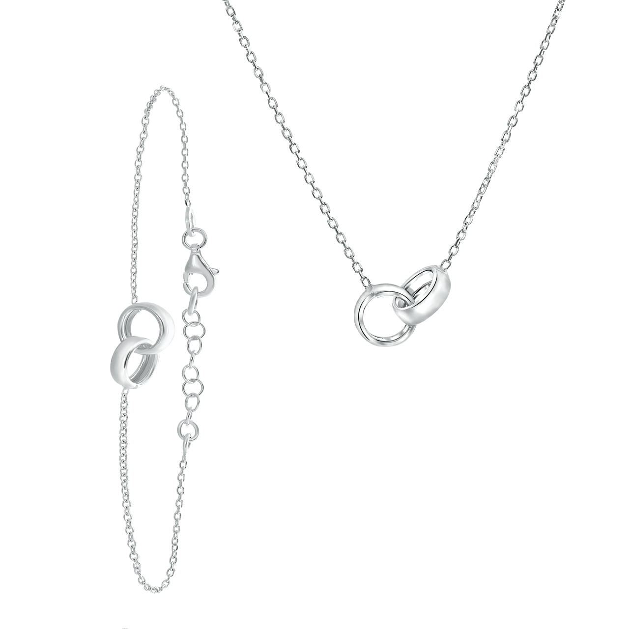 Gerecycled zilveren set ketting&armband rondjes