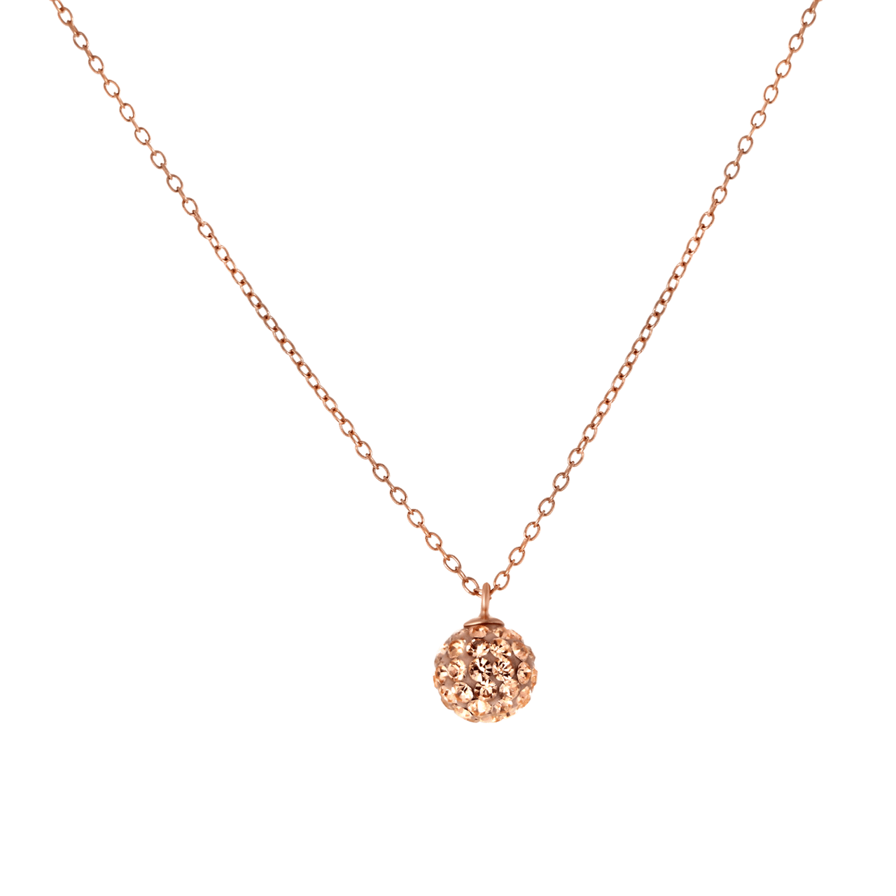 Zilveren roséplated ketting met hanger met cream kristal voor dames