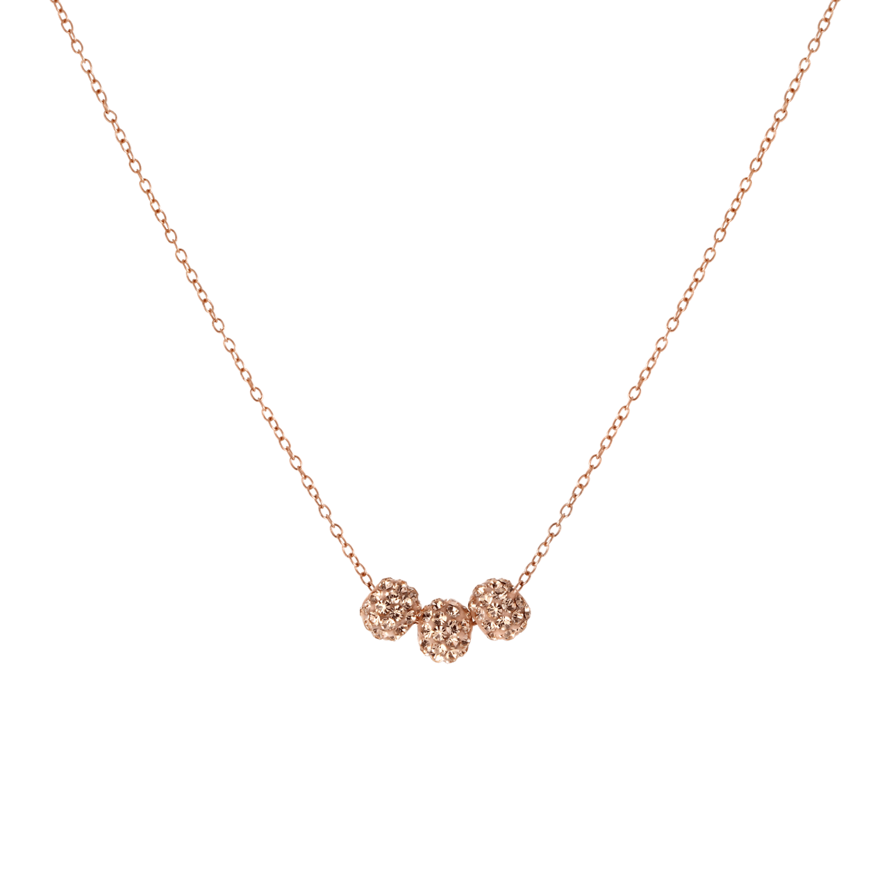 Zilveren roséplated ketting met hanger met cream kristal voor dames