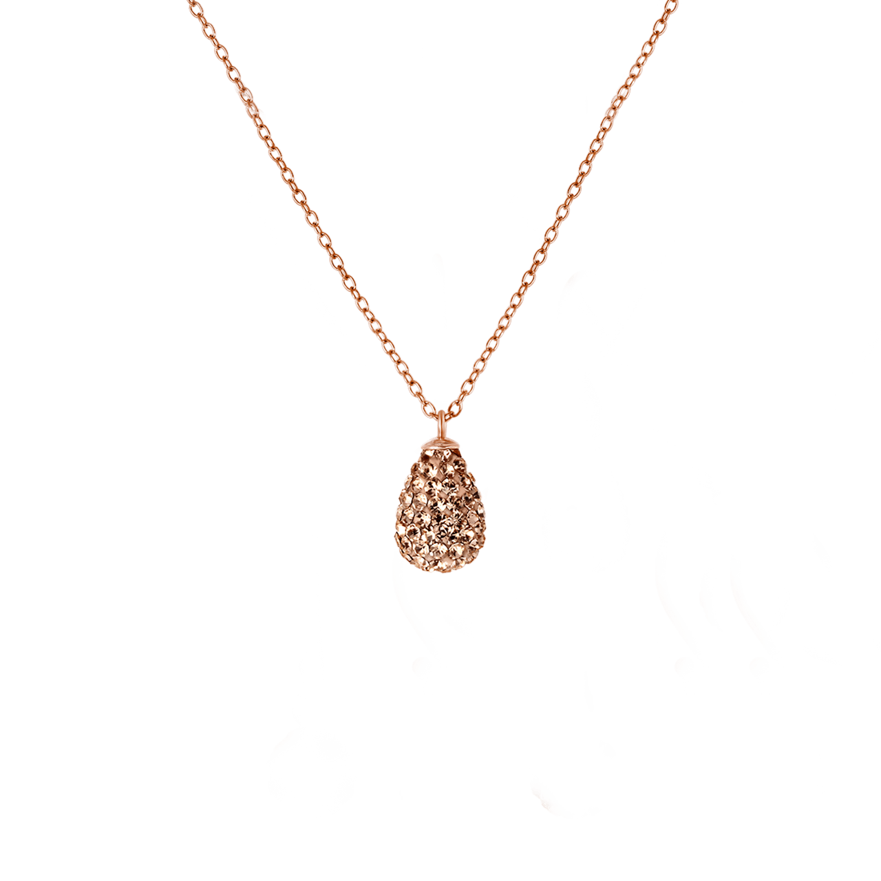 Zilveren roséplated ketting met hanger met cream kristal voor dames