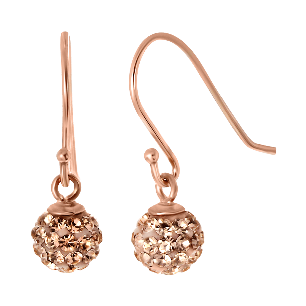 Zilveren oorbellen rose bal kristal