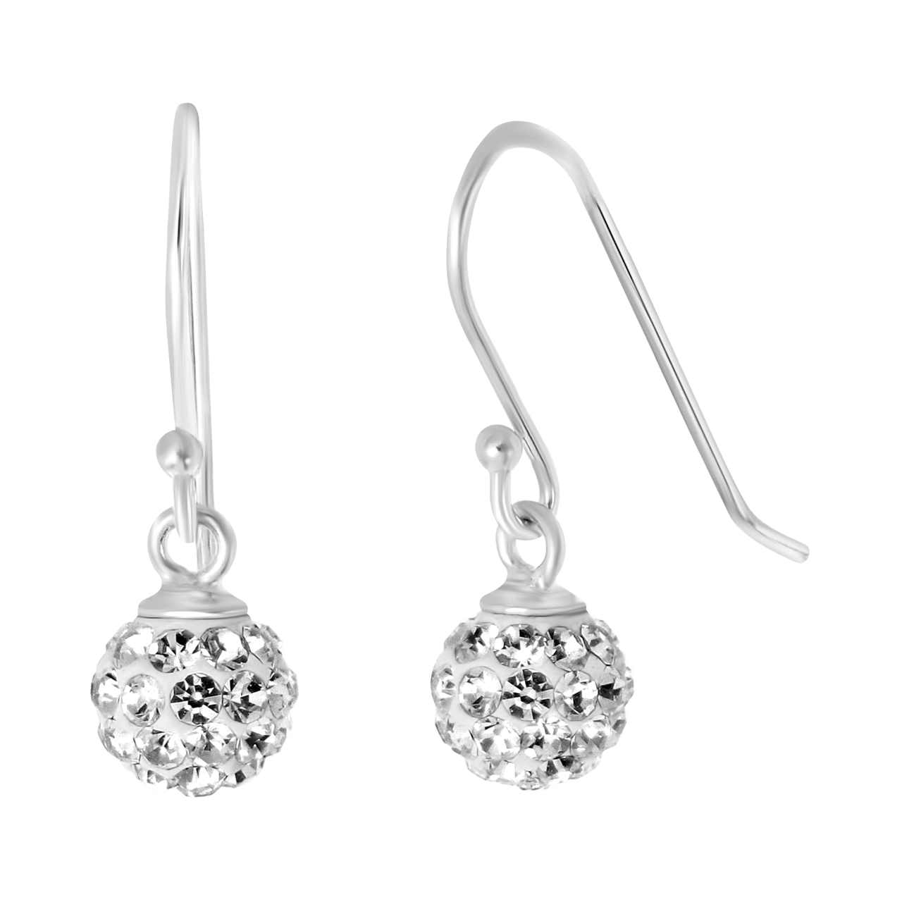Zilveren oorbellen bal kristal