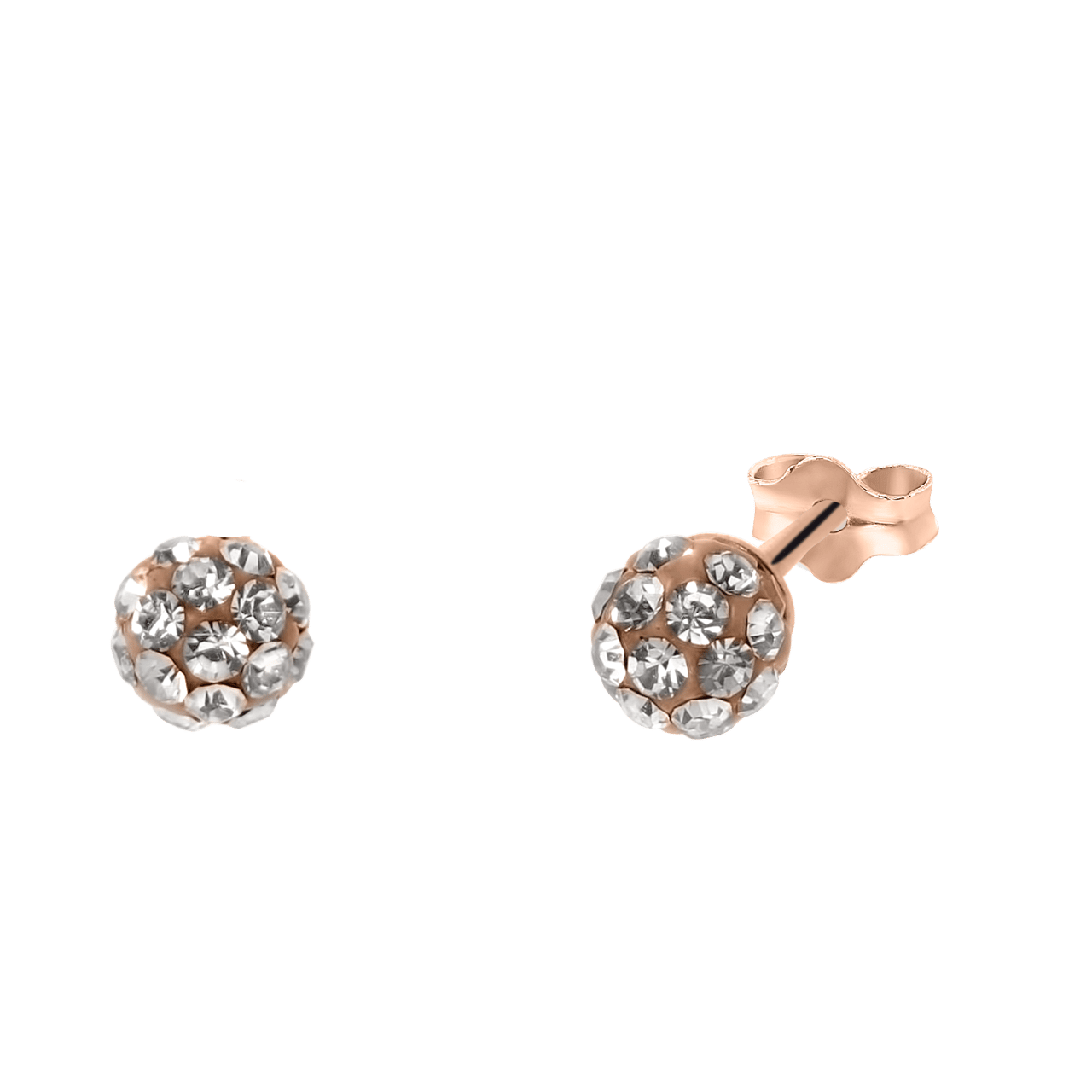 Ohrringe, 925 Silber, rosa, Kugel, Kristall