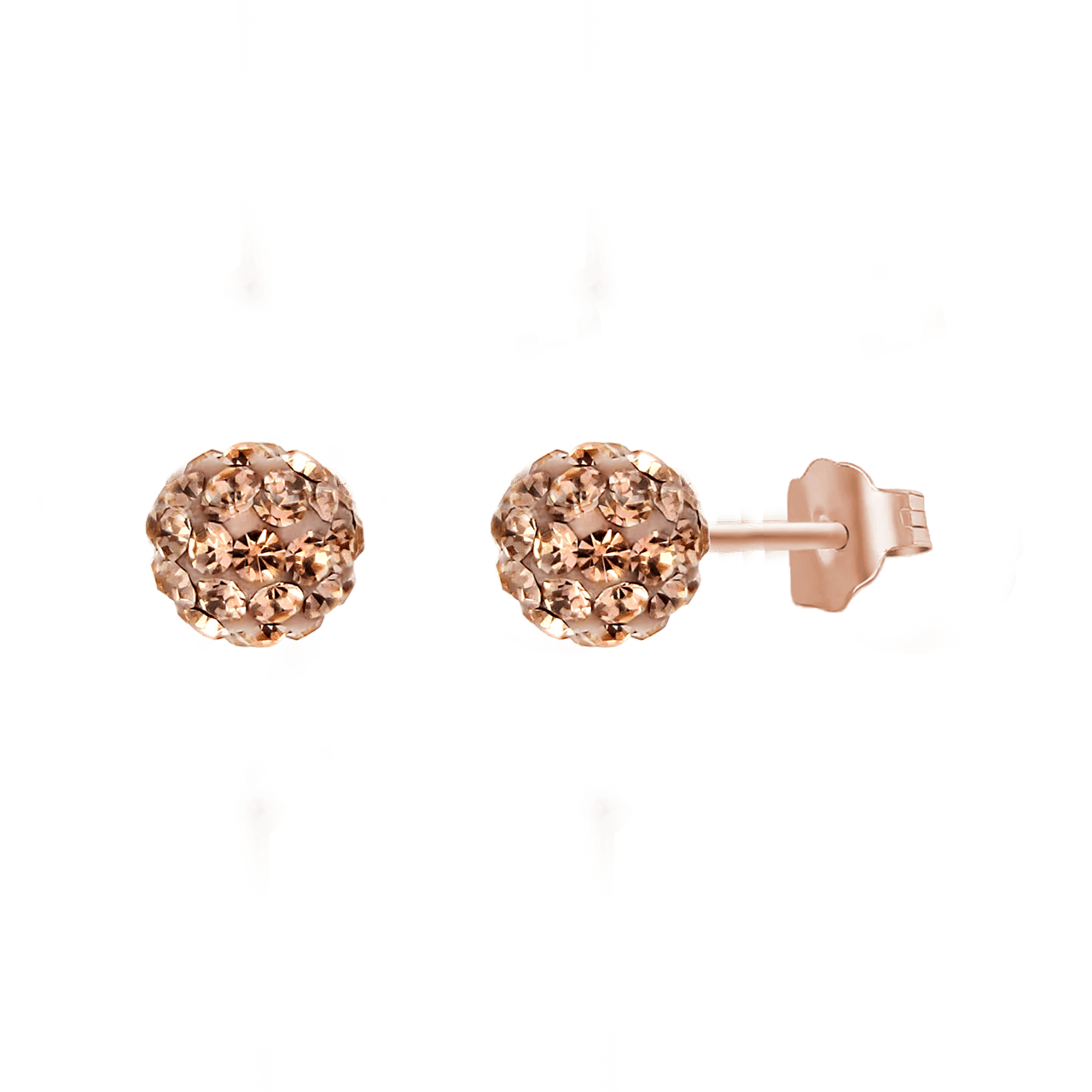Zilveren oorbellen rose bal kristal