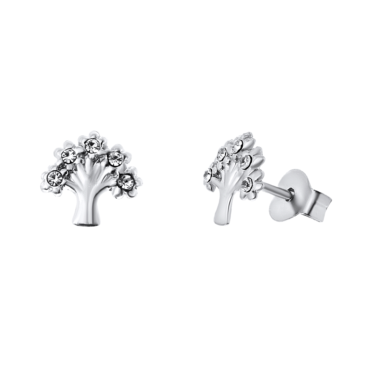 Ohrringe, 925 Silber, Lebensbaum, Kristall