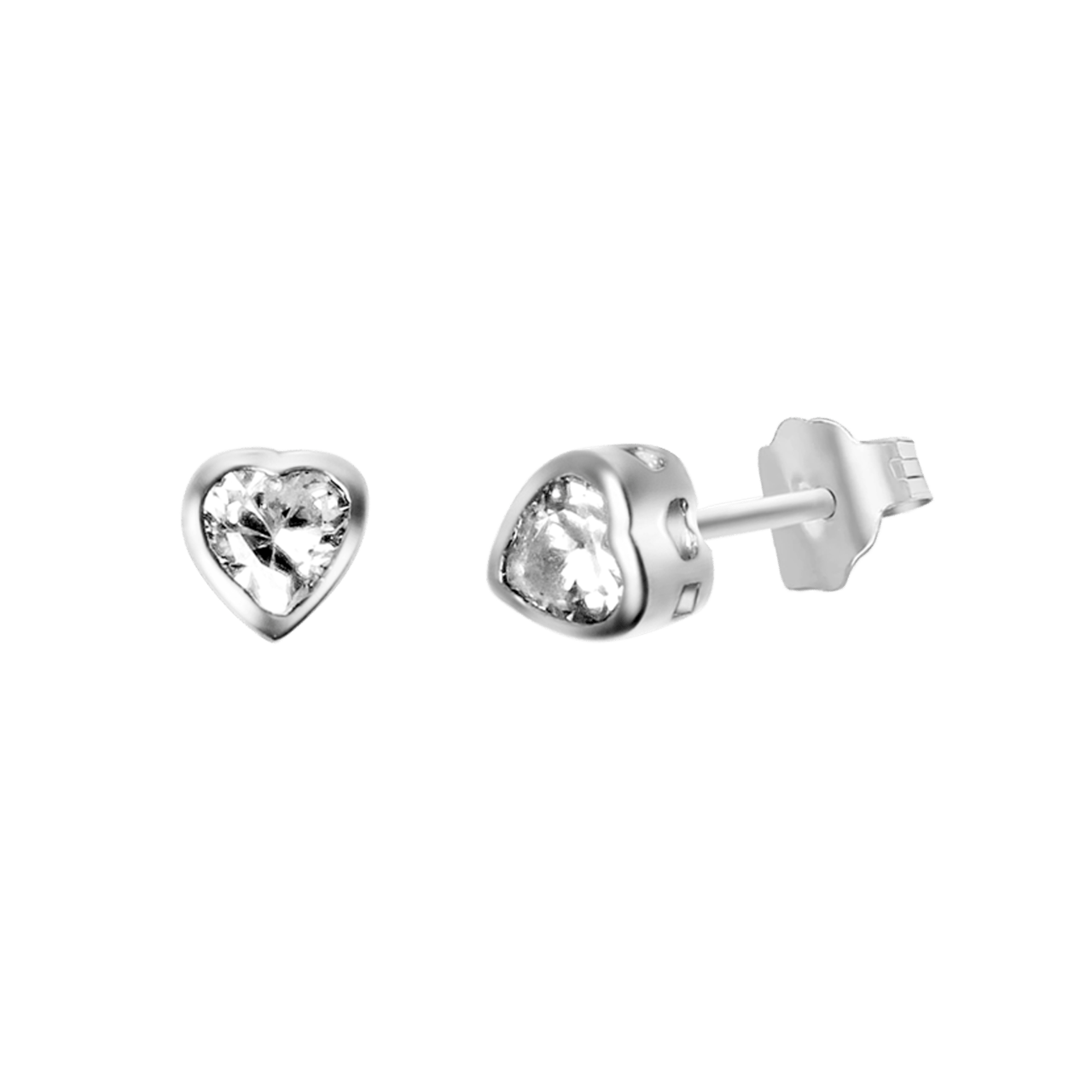 Ohrringe, 925 Silber, Herz, Zirkonia