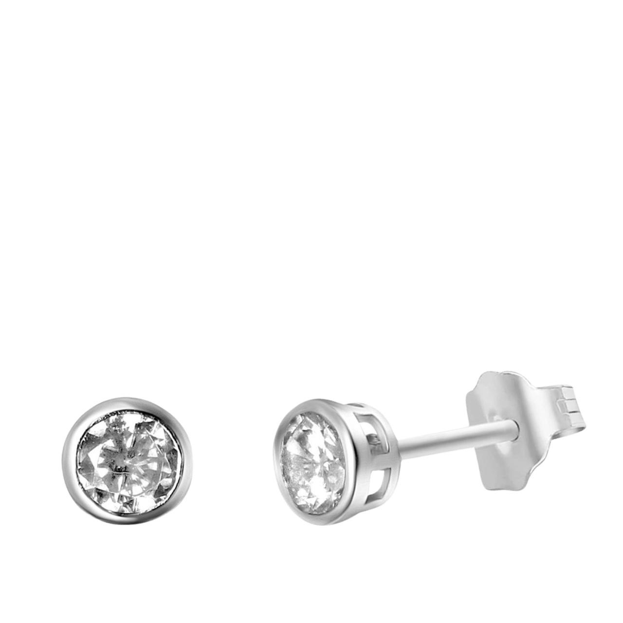 Zilveren oorbellen rond 6mm zirkonia