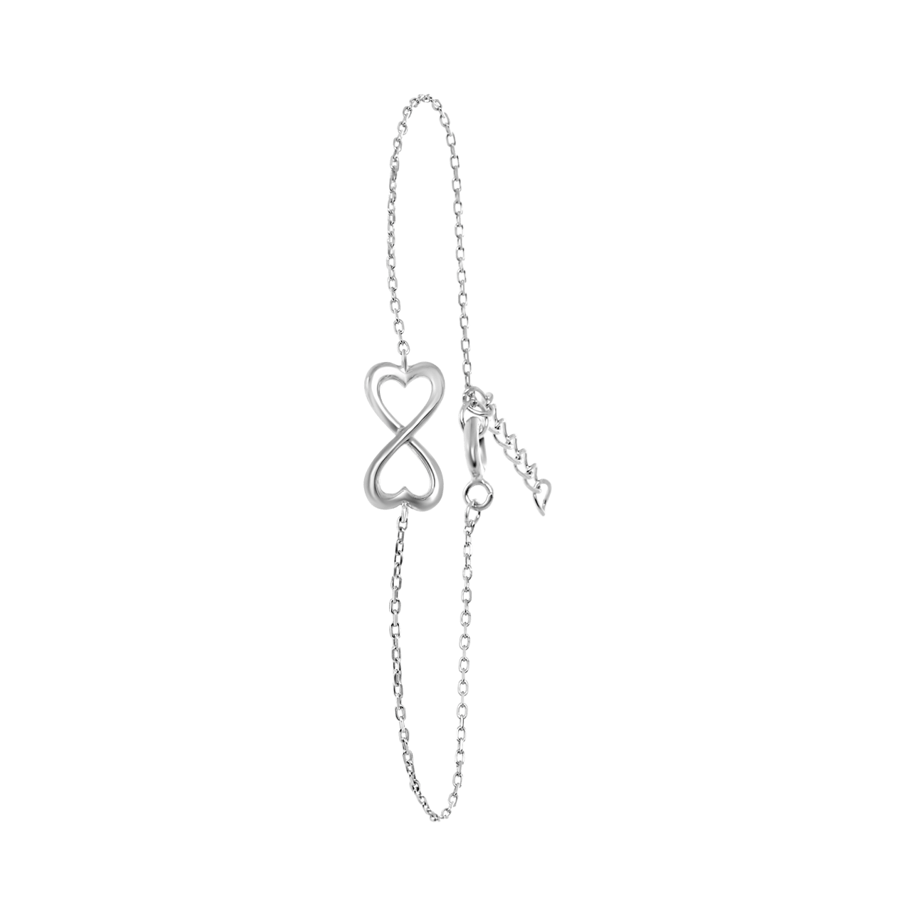 Zilveren armband infinity/hart